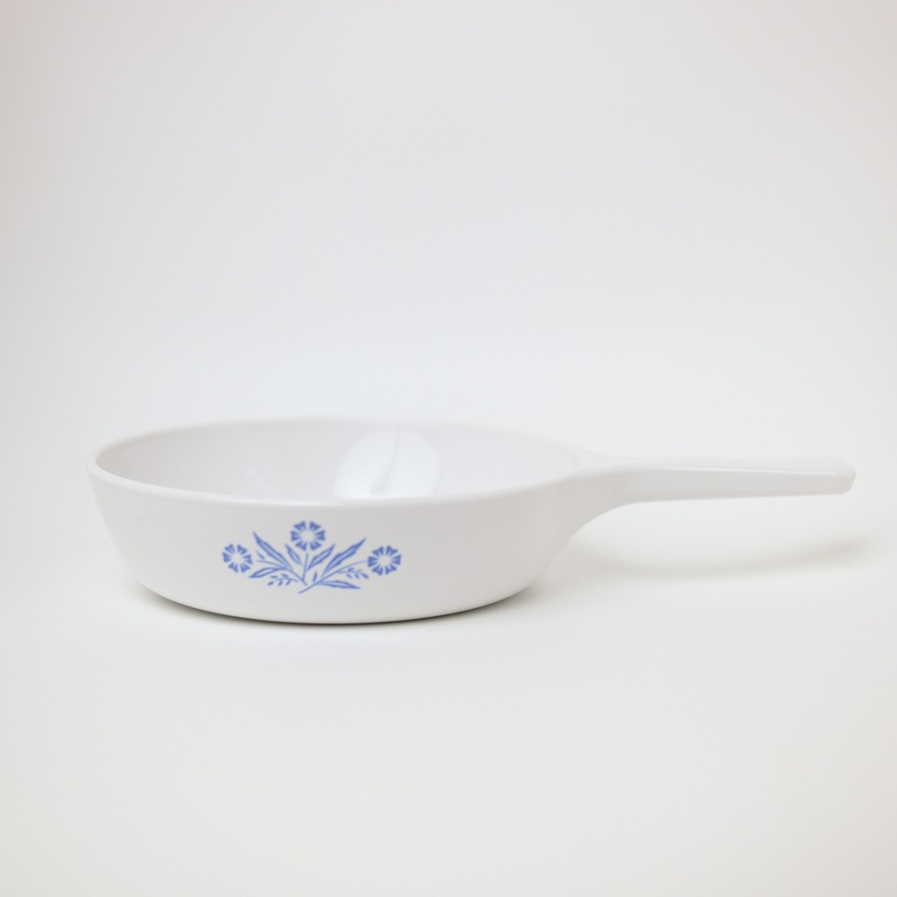 Vintage Corning Ware Skillet Blue Cornflower 6.5 Inch P-83-B White Floral Retro